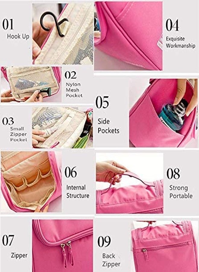 Spefez Large Hanging Toiletry Bag,Travel Toiletry Organizer with Swivel Hook Sturdy Nylon Dopp kit Waterproof Shaving Bag Cosmetic Bag for for Men & Women (Pink) - Image 4